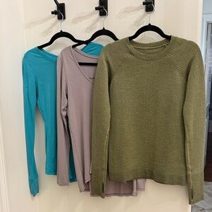 Lululemon size 8 long-sleeved tops, Lot of three!